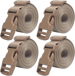 XTACER Backpack Accessory Strap Luggage Straps Cover Strap Sleeping Bag Strap with Buckle (TAN - Release Buckle Straps (4-Pack))