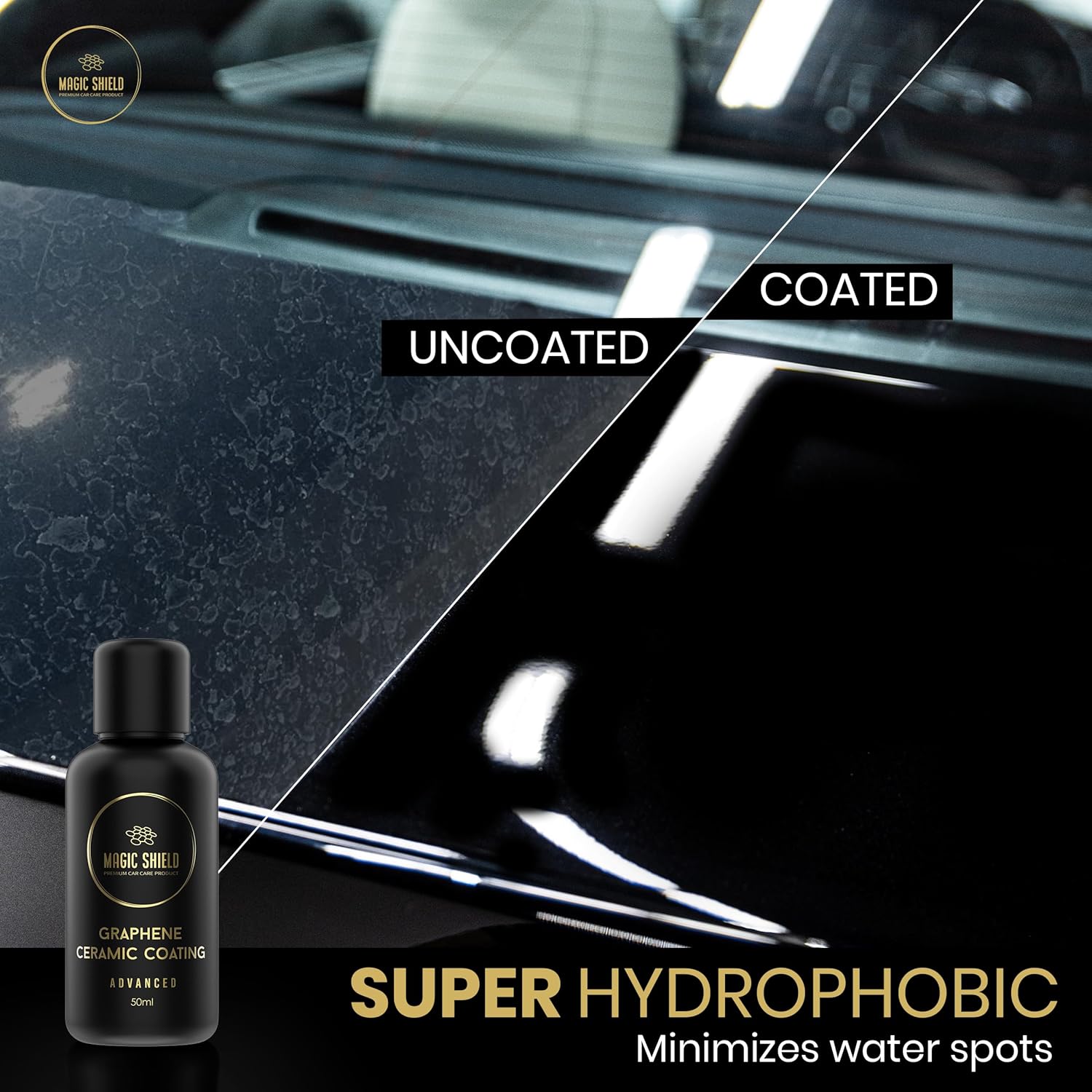 Magic Shield Graphene Coating for Cars │ Self-Healing, 5+ Years Durability │ Advanced SiO2 Ceramic Protection - High Gloss, Anti-Scratch - Perfect for Cars, Motorcycles, Marine, and RVs