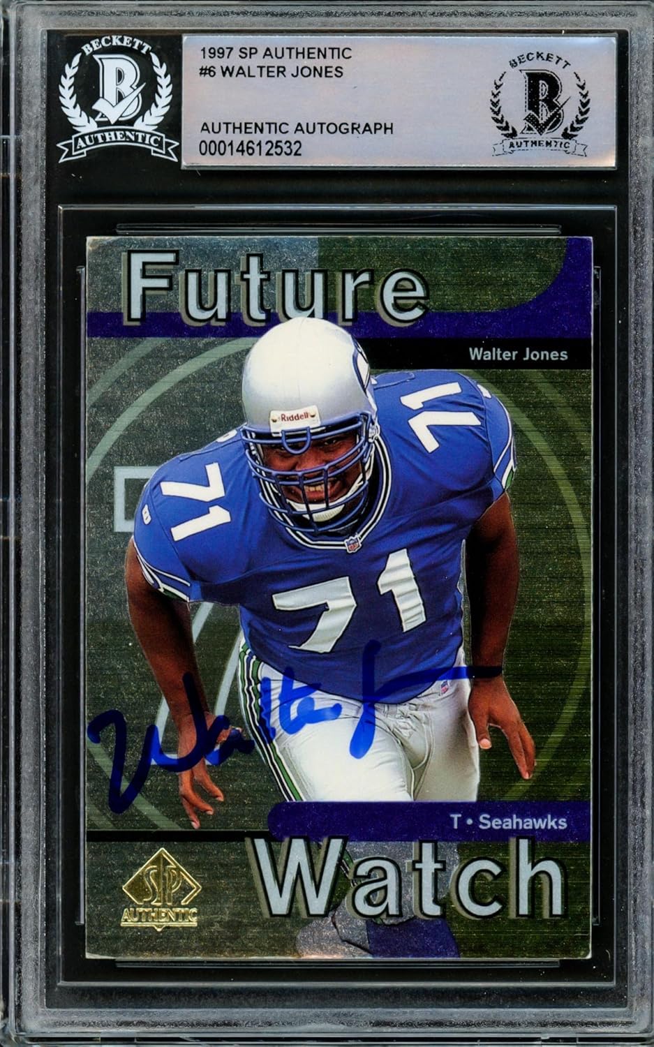 Walter Jones Autographed 1997 Upper Deck SP Rookie Card #6 Seattle Seahawks Beckett BAS #14612532 - Football Slabbed Autographed Rookie Cards