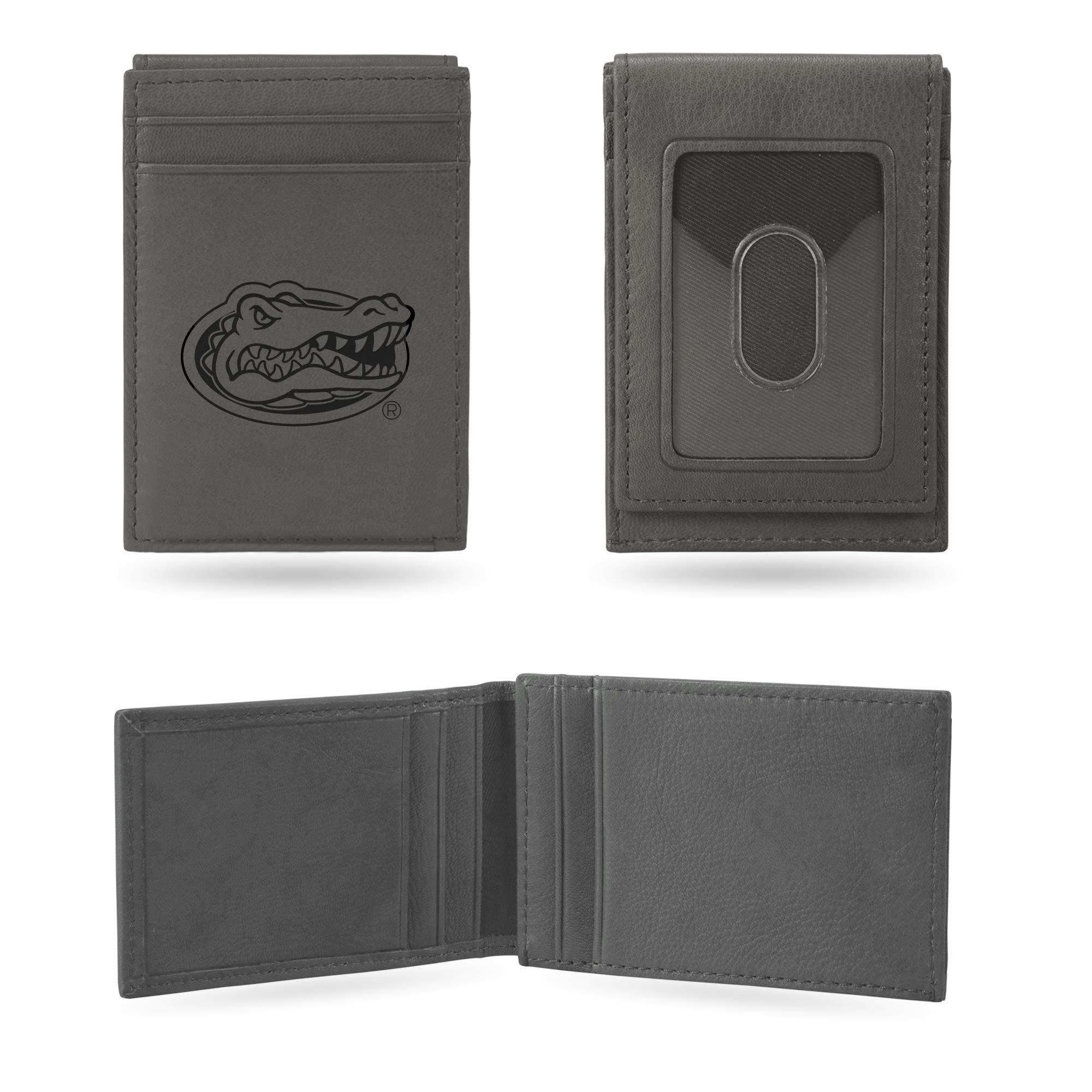 Rico Industries NCAA Gray Laser Engraved Front Pocket Wallet - Compact/Comfortable/Slim