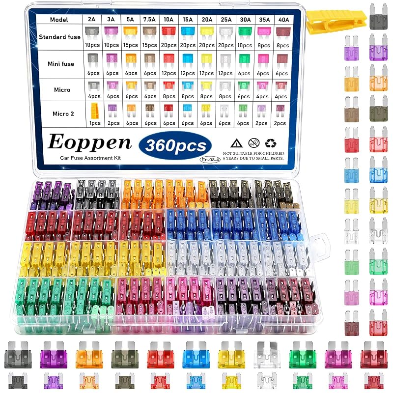 Kit de Fusíveis Automotivos Eoppen com Extrator – 360 unidades