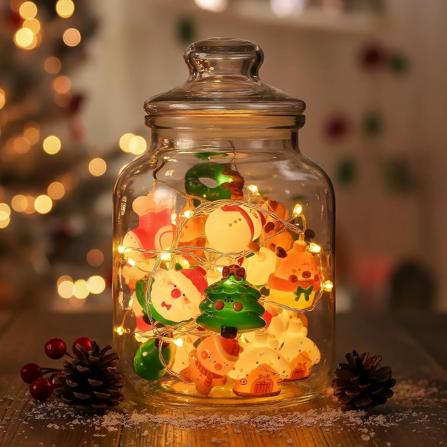Christmas String Lights Decorations, 9.8FT 20 LED Christmas Fairy Lights, Battery Operated (Not Included) with Timer Function and 8 Flashing Modes, Cute Window Lights 2025 Home Indoor Decor