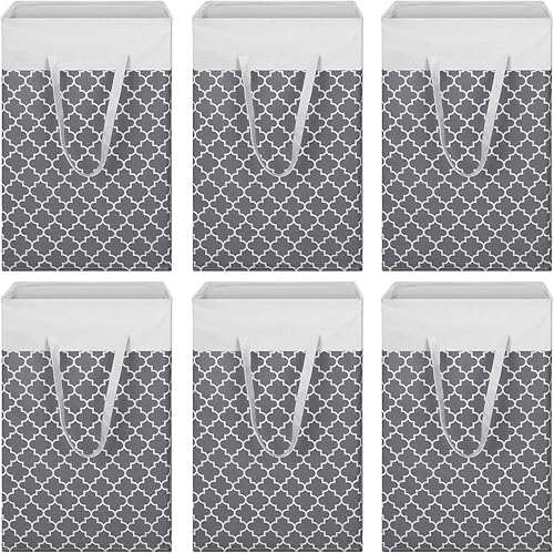 Treela Paquete de 6 cestas de lavandería de 75 litros, cestas de lavandería plegables y altas, canastas grandes impermeables con asas para baño,