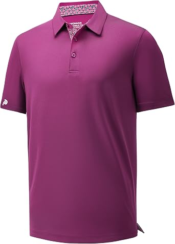 Mens Golf Shirt Short Sleeve Moisture Wicking Dry Fit Performance Casual Solid Collared Golf Polo Shirts for Men
