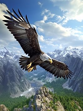 Bimkole 5D Diamond Painting Kits for Adults Eagle Sky, Full Drill Animal DIY Rhinestone Embroidery Set Paint with Diamonds Art by Number Kits Cross Stitch Home Wall Craft Decoration 12X16 inch