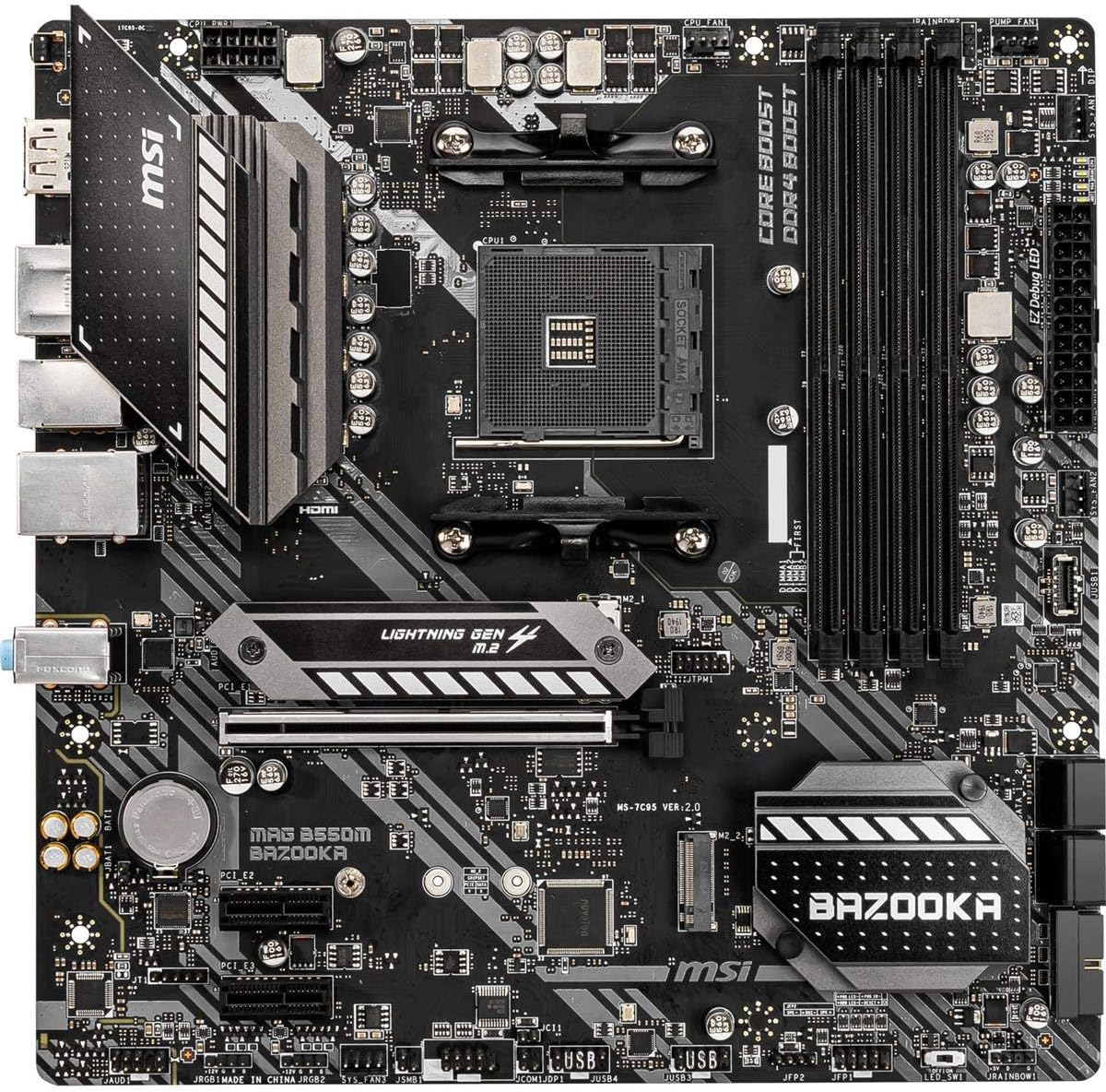MSI MAG B550M Bazooka Motherboard Top View