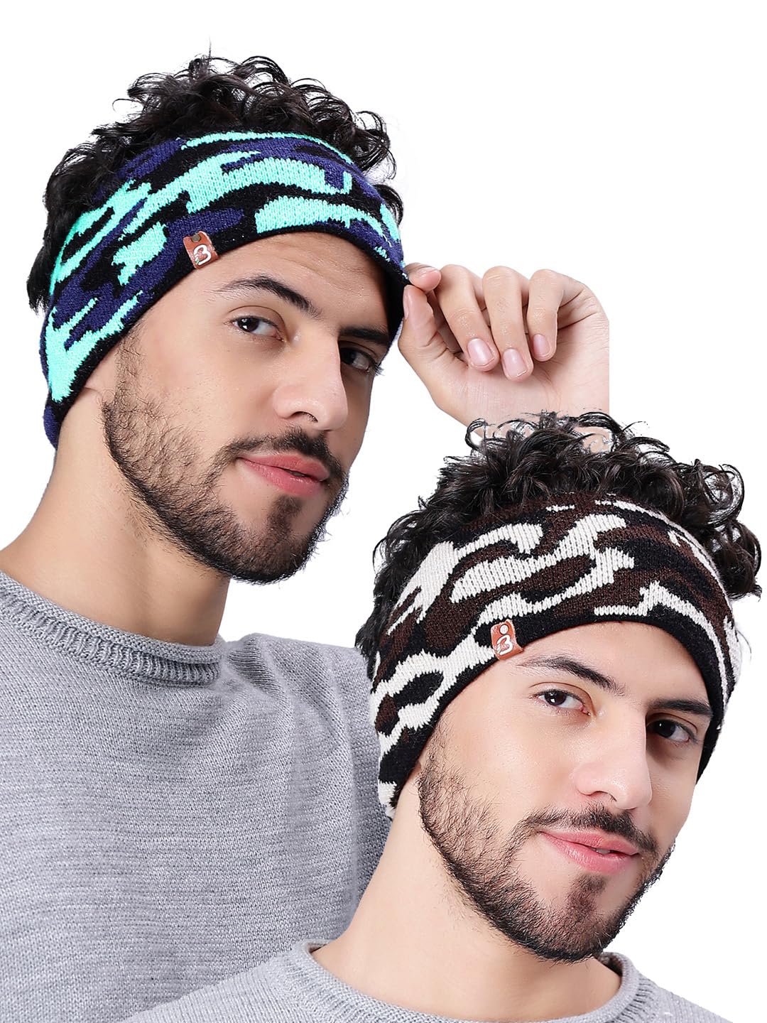 Pack of 2, Men Army Pattern Warm Woolen Headband Ear Warmer Earmuffs Ear Cap Ear Cover Winter Accessories-image-13