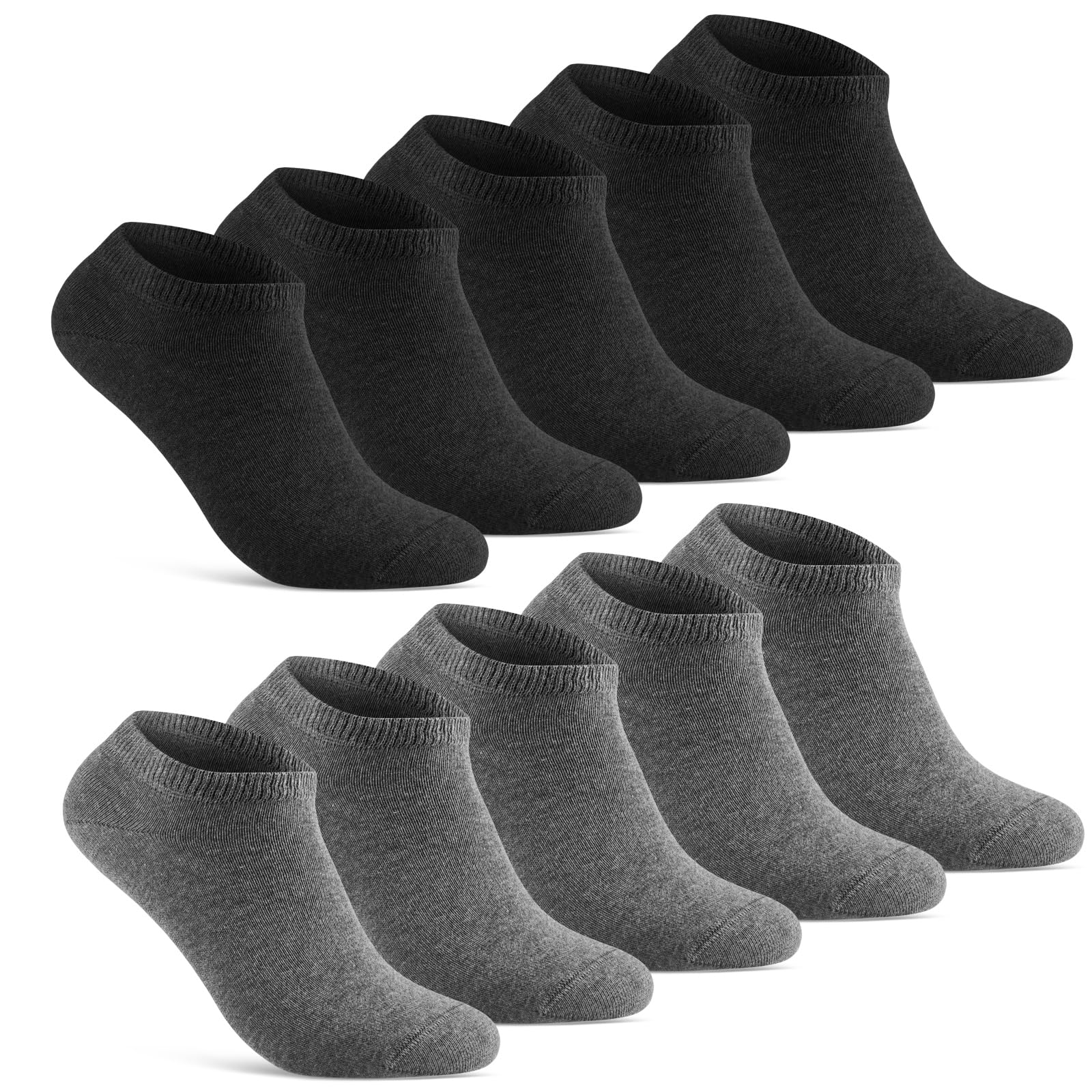 10 Pairs of Men's Women's Short Trainer Socks Made of Cotton
