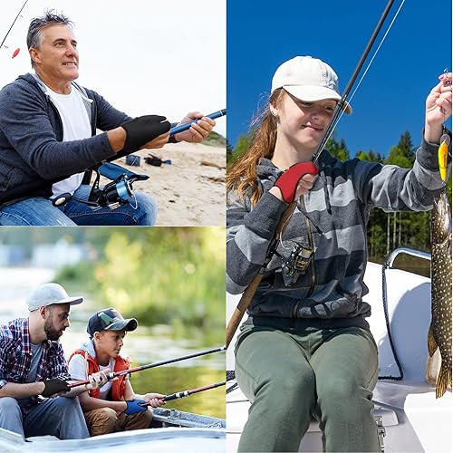 Miniatura 6 de Sotiff 3 piezas de guantes antideslizantes para hombres y mujeres, unisex, banda elástica, guantes de dedo de pesca, protectores para pesca al aire