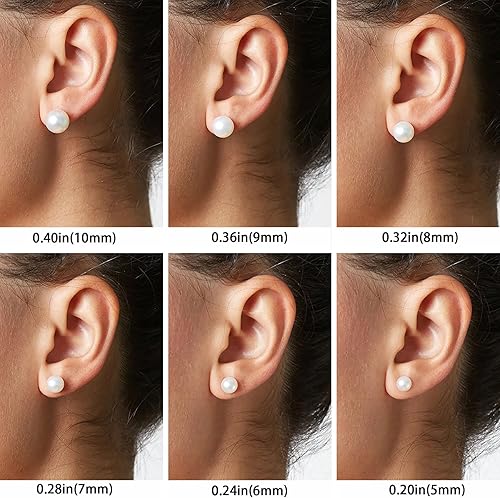 Miniatura 3 de Aretes de plata de ley con perlas cultivadas de agua dulce, seleccionados a mano, calidad AAAA, botón blanco, perla, regalo de joyería para mujer