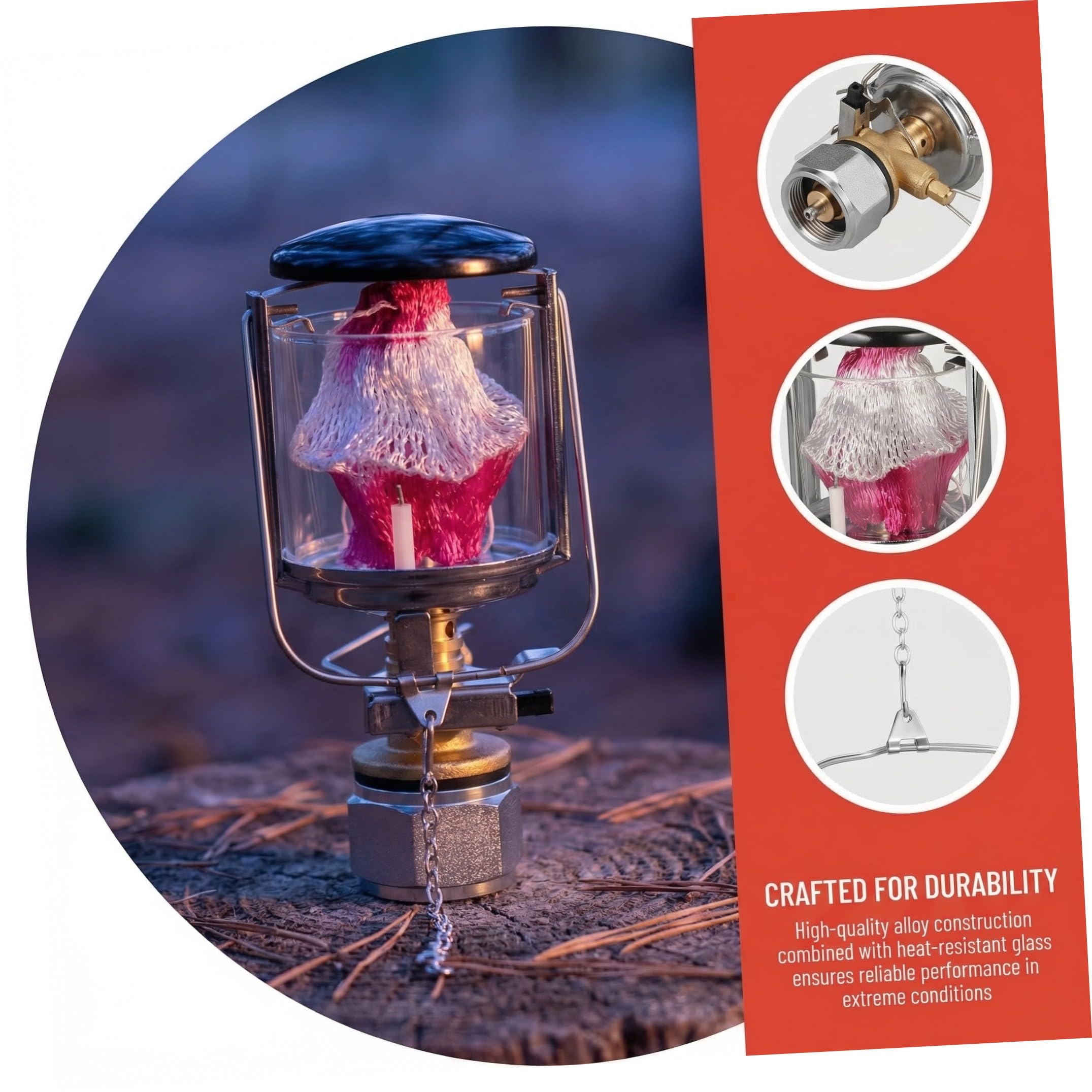Tofficu Linterna de Gas para Iluminar Tiendas para Camping al Aire Libre con Iluminación de Propano, Cuerpo de Cobre y Nylon, Herramienta Portátil en Acampada