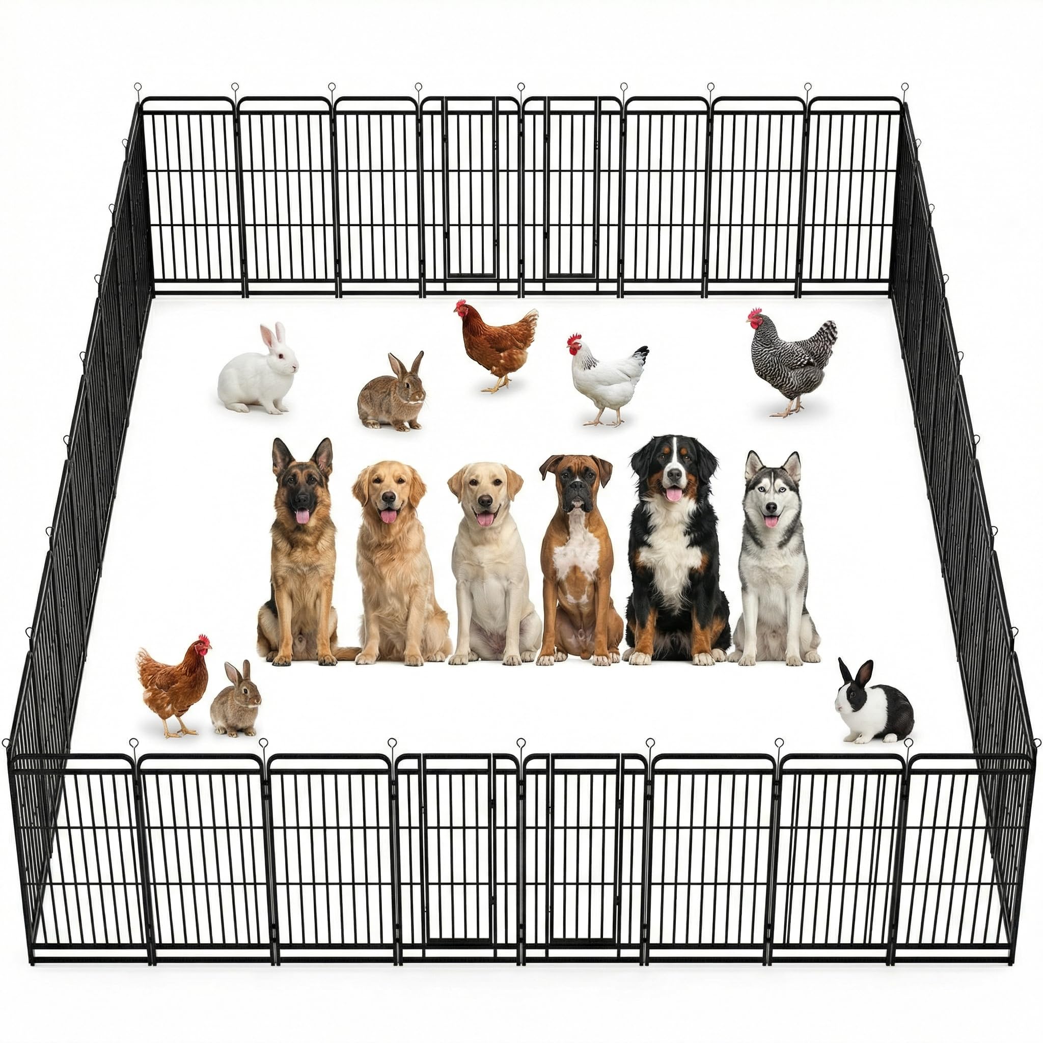 Dog Fence Outdoor for Yard 32 Panels 47'' Rustproof Metal Dog Playpen