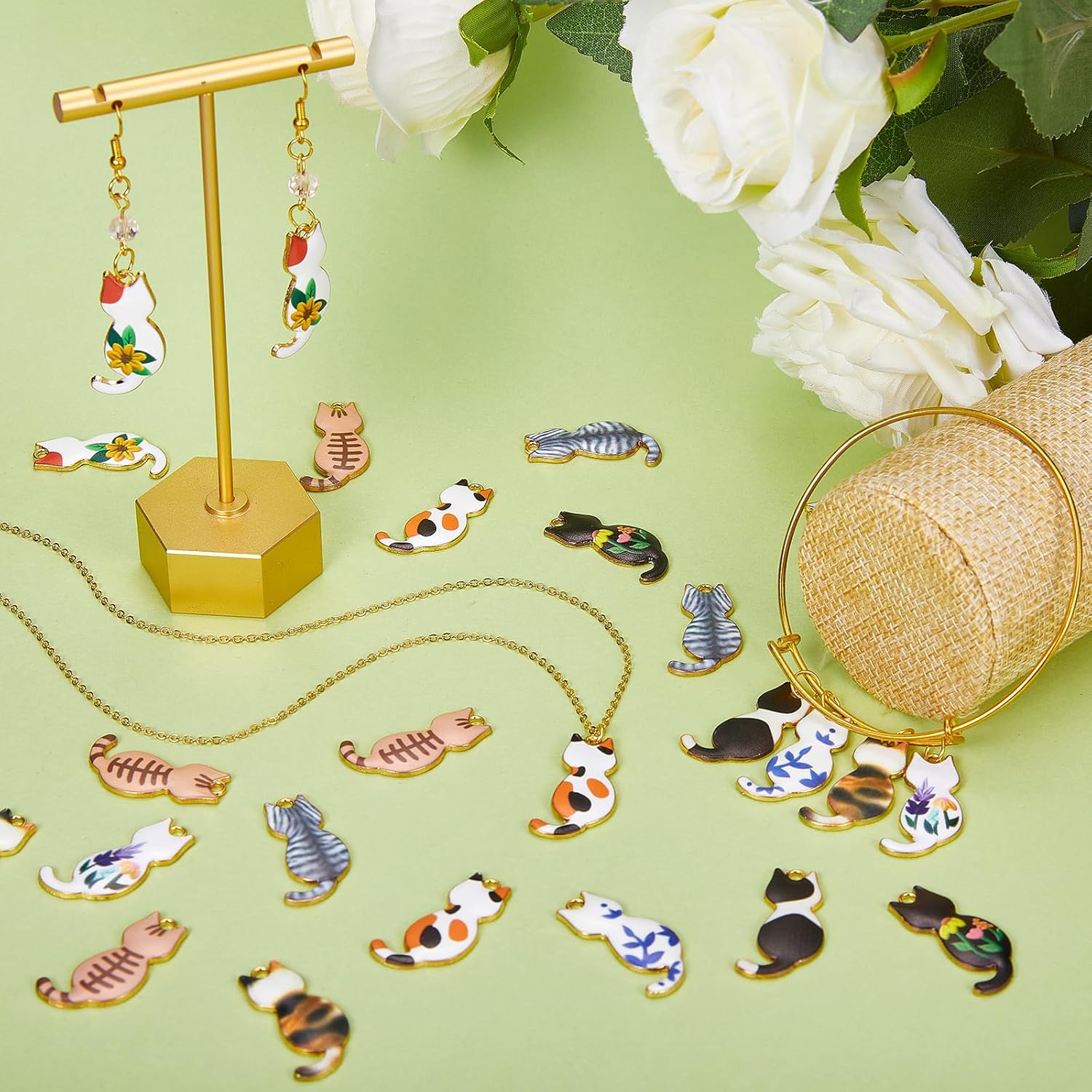 40pcs 10 Styles Enamel Cat Charms for Jewelry Making Cute Animal Charms Enamel Earring Charms for DIY Necklace Bracelet Crafts - Image 4