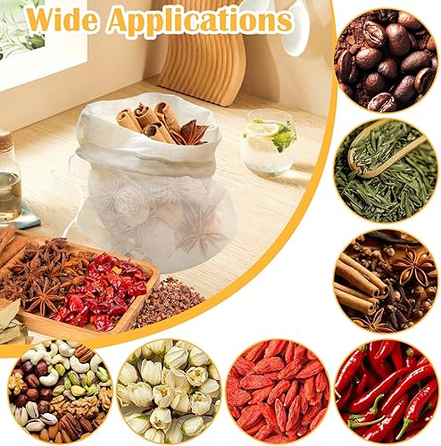 Miniatura 6 de 25 bolsas de especias para cocinar, bolsas de té reutilizables de 4 x 6 pulgadas para té suelto, estopilla con cordón, bolsas de té reutilizables