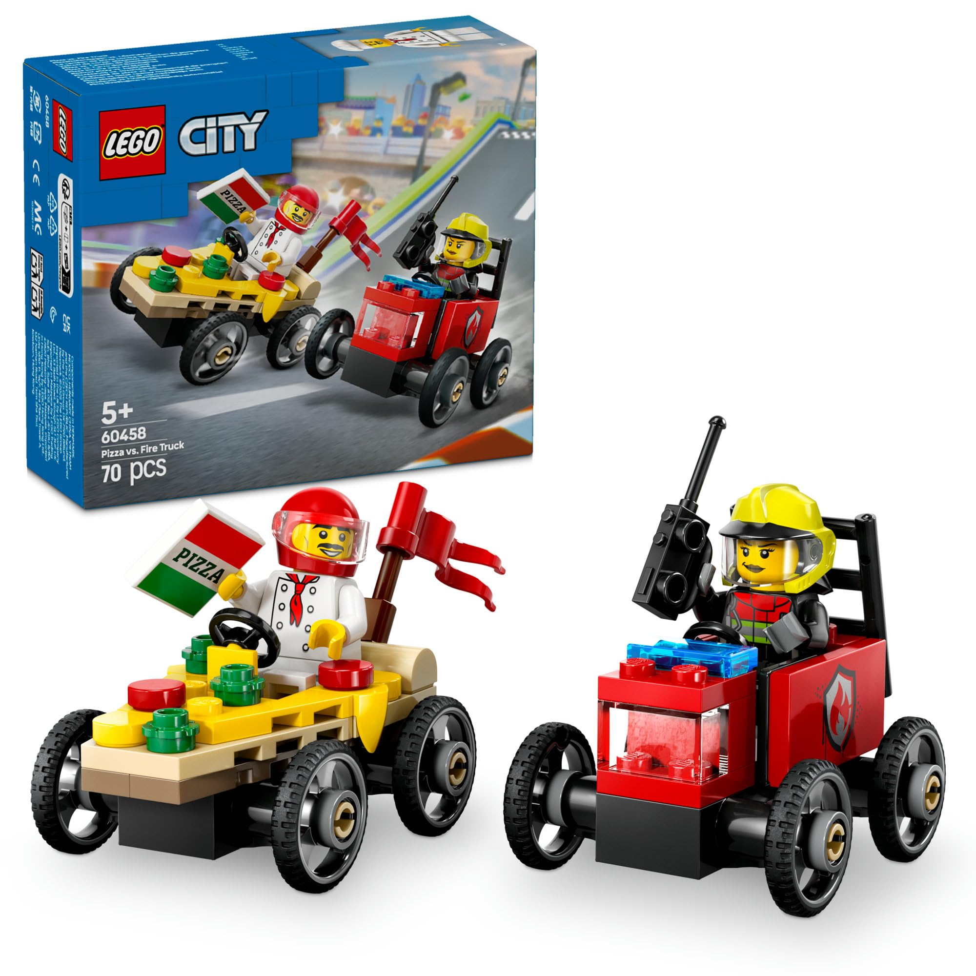 レゴ(LEGO) シティ ピザ屋と消防車 レースカーパック おもちゃ 玩具 誕生日 プレゼント ブロック 知育男の子 女の子 子供 5歳 6歳 7歳 8歳 乗り物 車 ミニカー ごっこ遊び おままごと 60458