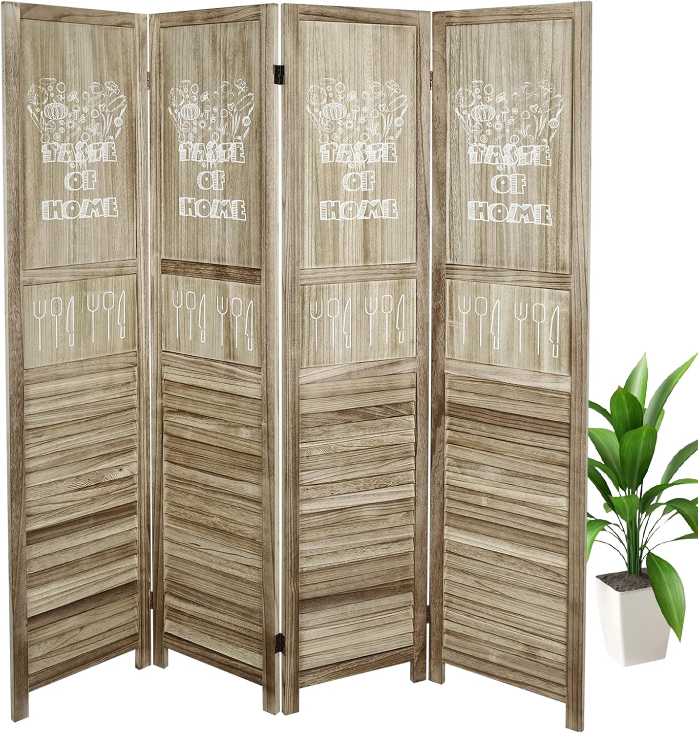 Babion Room Divider 4 Panel, Louver Wood Room Divider, Partition Room Dividers and