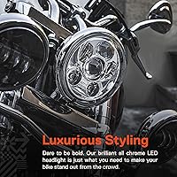 Vista 7 de TRUE MODS 5.75" 5-3/4 Harley LED Faro para Harley Davidson [Acabado Cromado] Faro LED Redondo para Motocicleta para Dyna Street Bob Super Wide Glide