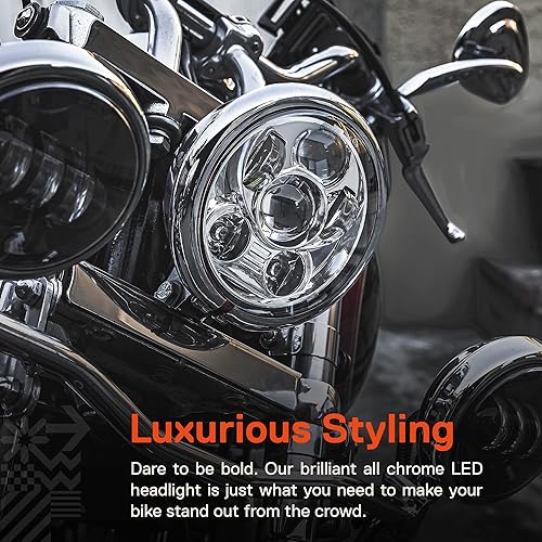 Miniatura 7 de Faro LED Harley 5-34 de 5.75 pulgadas para Harley Davidson acabado cromado Faro redondo LED para motocicleta Dyna Street Bob Super Wide Glide Low