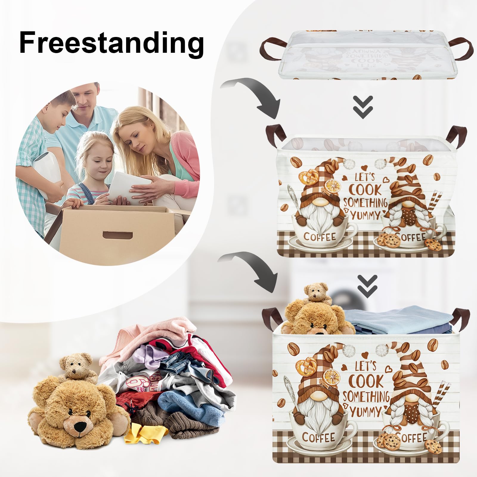 Panier De Rangement Pliable 36L Motif Chef Cuisine - Pour Jouets, Linge, Objets - Décoration Utile