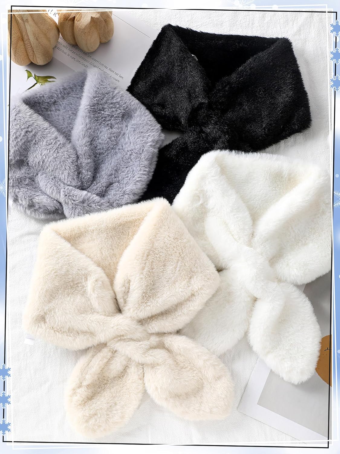 4 Pcs Women Faux Fur Scarf Faux Furry Collar Loophole Scarves Fuzzy Neck Warmer for Winter - Image 6