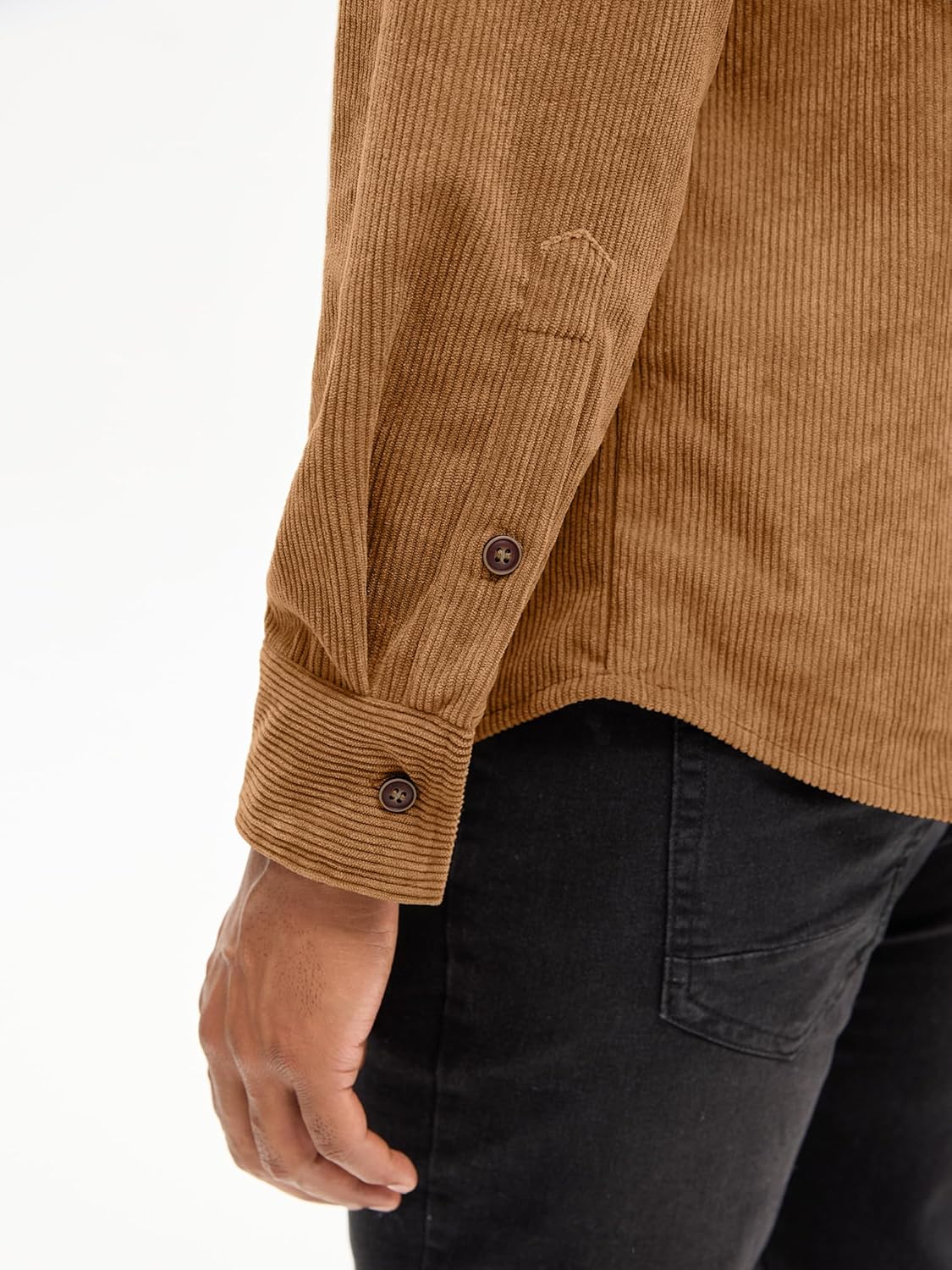 Comdecevis Mens Corduroy Shirts Jacket Button Down Long Sleeve Work Shirts Shackets with Pocket - Image 4