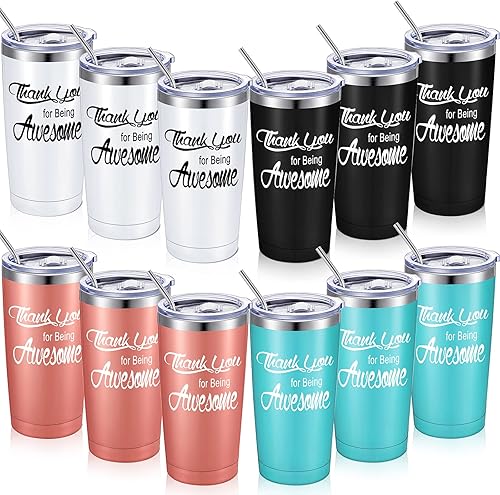 Miniatura 8 de Regalos de agradecimiento para mujeres, vaso de viaje con texto en inglés "Thank You for Being", vaso de acero inoxidable aislado de 20 onzas con