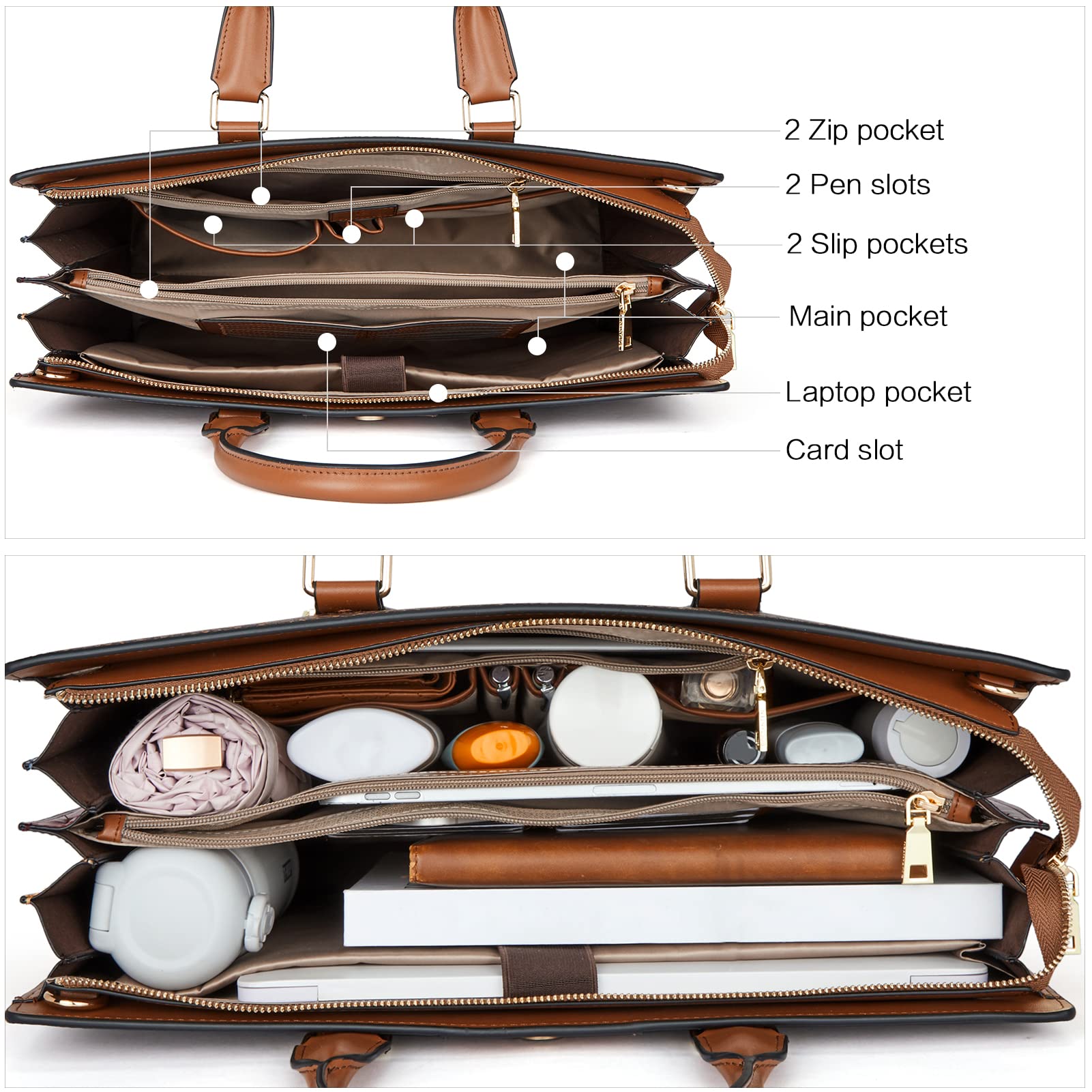 BOSTANTEN Maletín de cuero para laptop para mujer, bolsa de hombro de 15.6 pulgadas, bolsa de trabajo para computadora de negocios, beige (B-Beige), Duradero, vintage