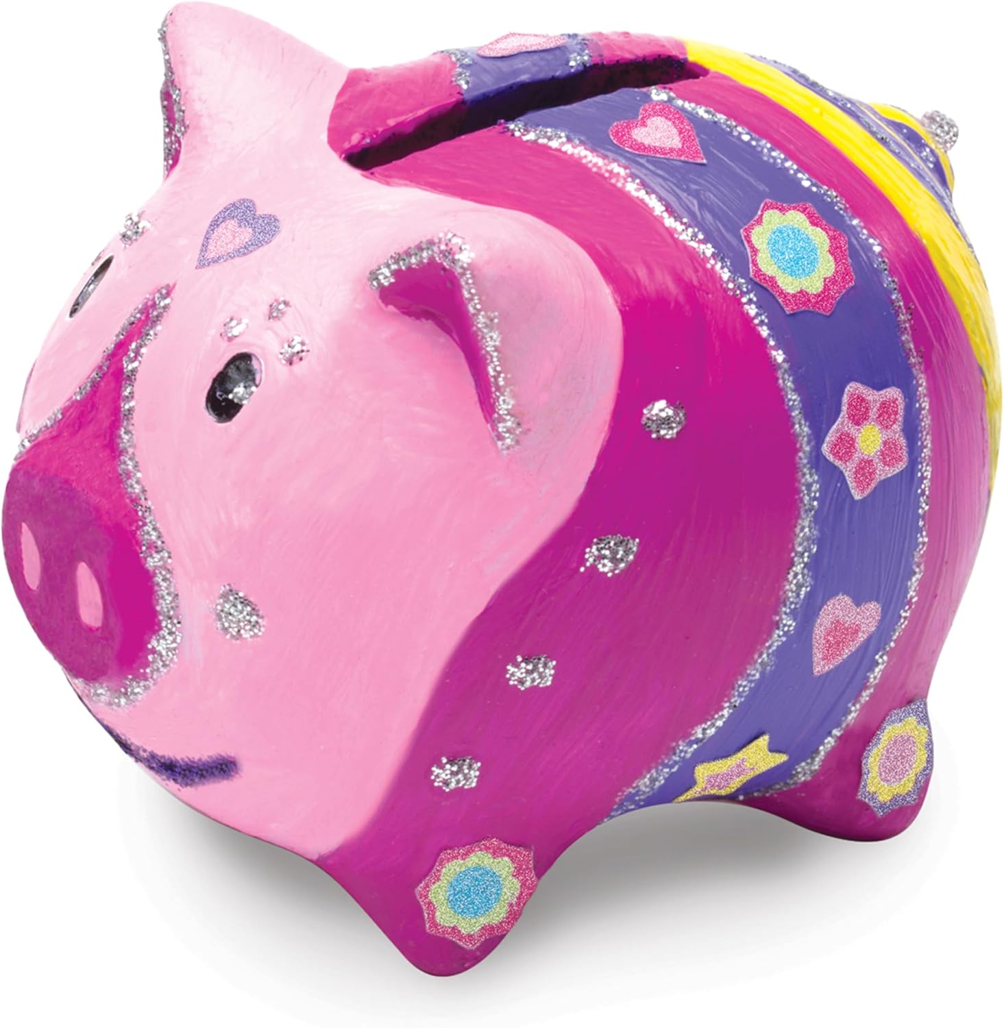Melissa & Doug Created by Me! Piggy Bank Craft Kit with 4 Pots of Paint, Brush, Glitter, Stickers