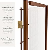 Vista 4 de Pantalla Shoji para ventana corta de 4 pies - Nogal - 3 paneles