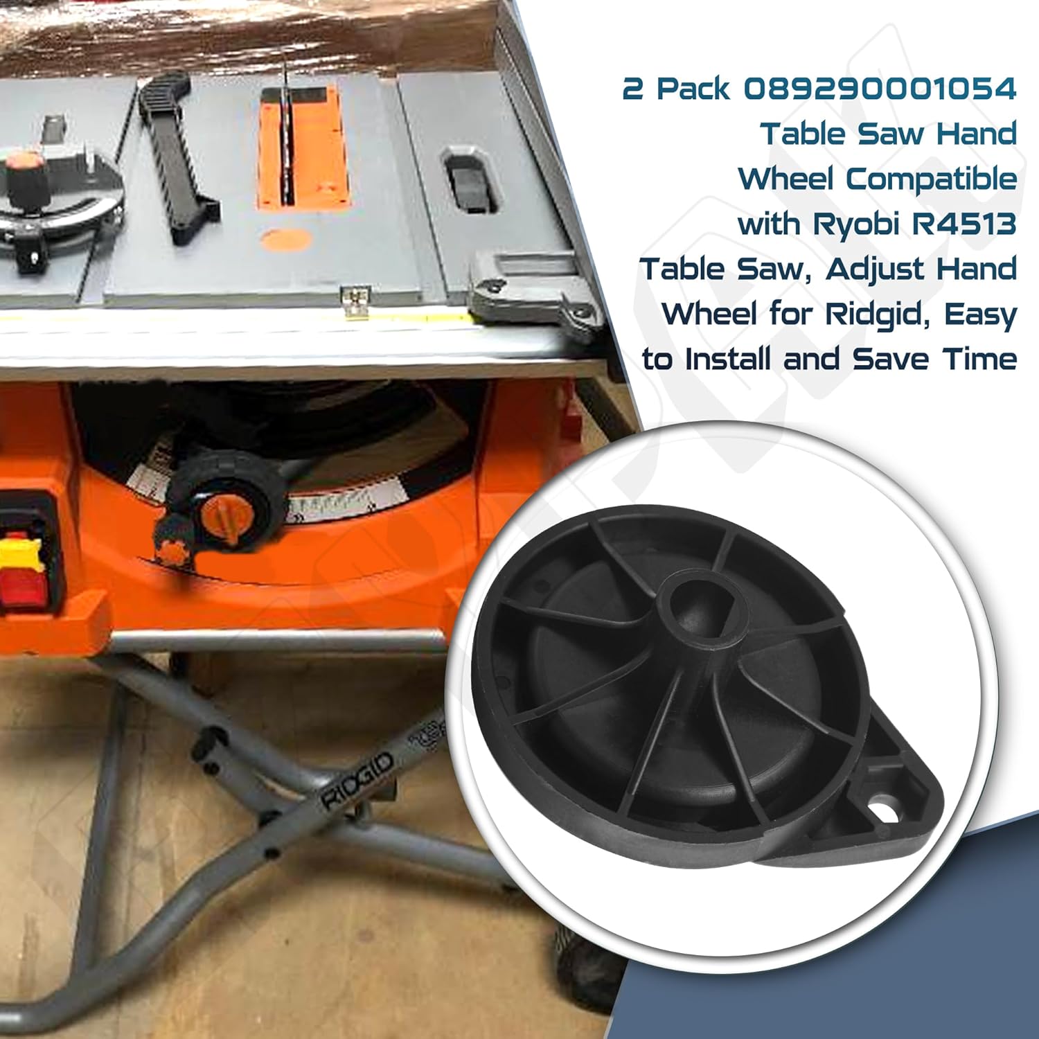 2 Pack 089290001054 Table Saw Hand Wheel Replacement Parts Compatible with Ridgid R4513 and Ryobi Table Saw, Upgraded Durable Blade Height Adjust Handle