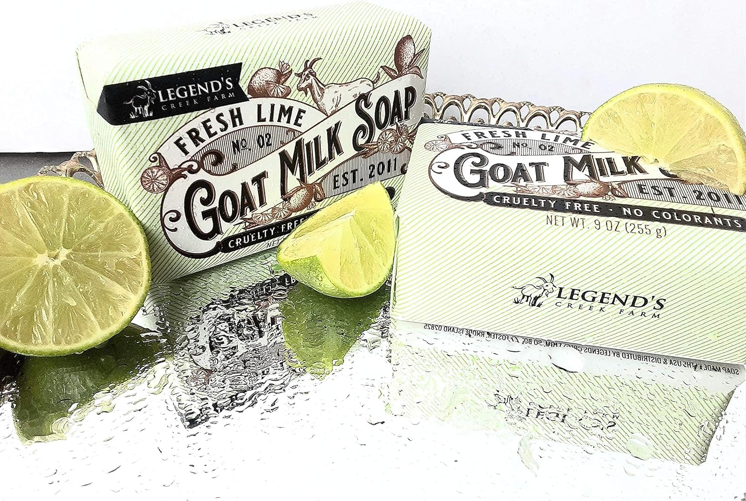 Legend's Creek Farm Goat Milk Soap - Triple Milled Moisturizing Bar for Hands and Body - 9 Oz Creamy Lather, Nourishing, Natural Soap for Sensitive Skin (Fresh Lime, Pack of 2) | Triple Milled, Moisturizing Bar for Hands and Body, Creamy Lather, Nourishing, Natural Soap for Sensitive Skin