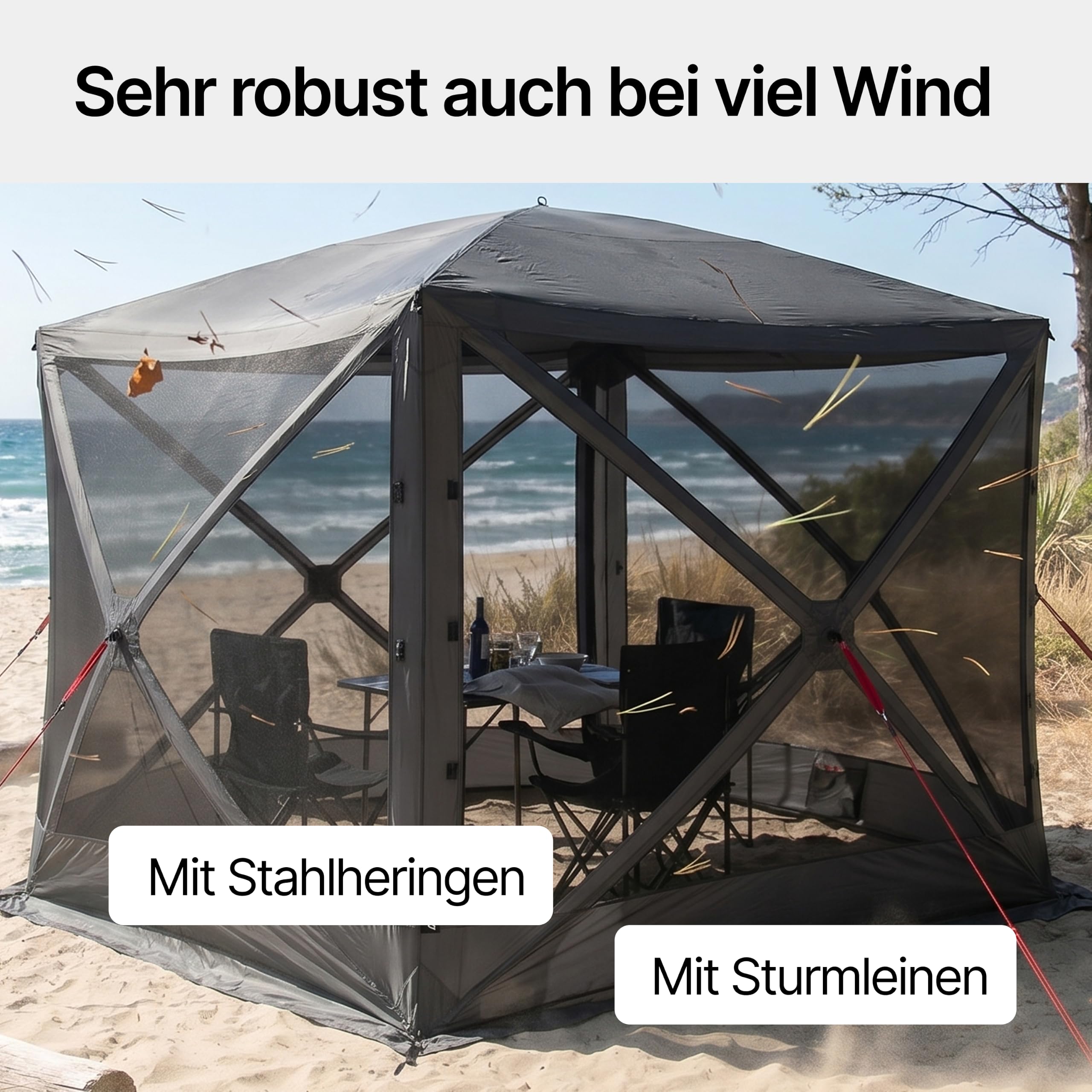 qeedo Quick Hub Square Faltbarer Pop Up Pavillon 2x2m mit Schnellaufbau & UV-Schutz - wasserabweisender Camping Pavillon mit Sturmleinen & robusten Stahlheringen