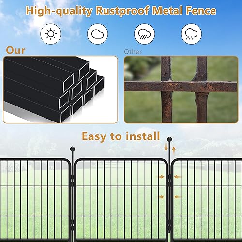 Miniatura 2 de Valla de metal para jardín, valla temporal, barrera de animales sin excavación para patio, 43 pies de largo x 24 pulgadas de alto, 16 paneles con