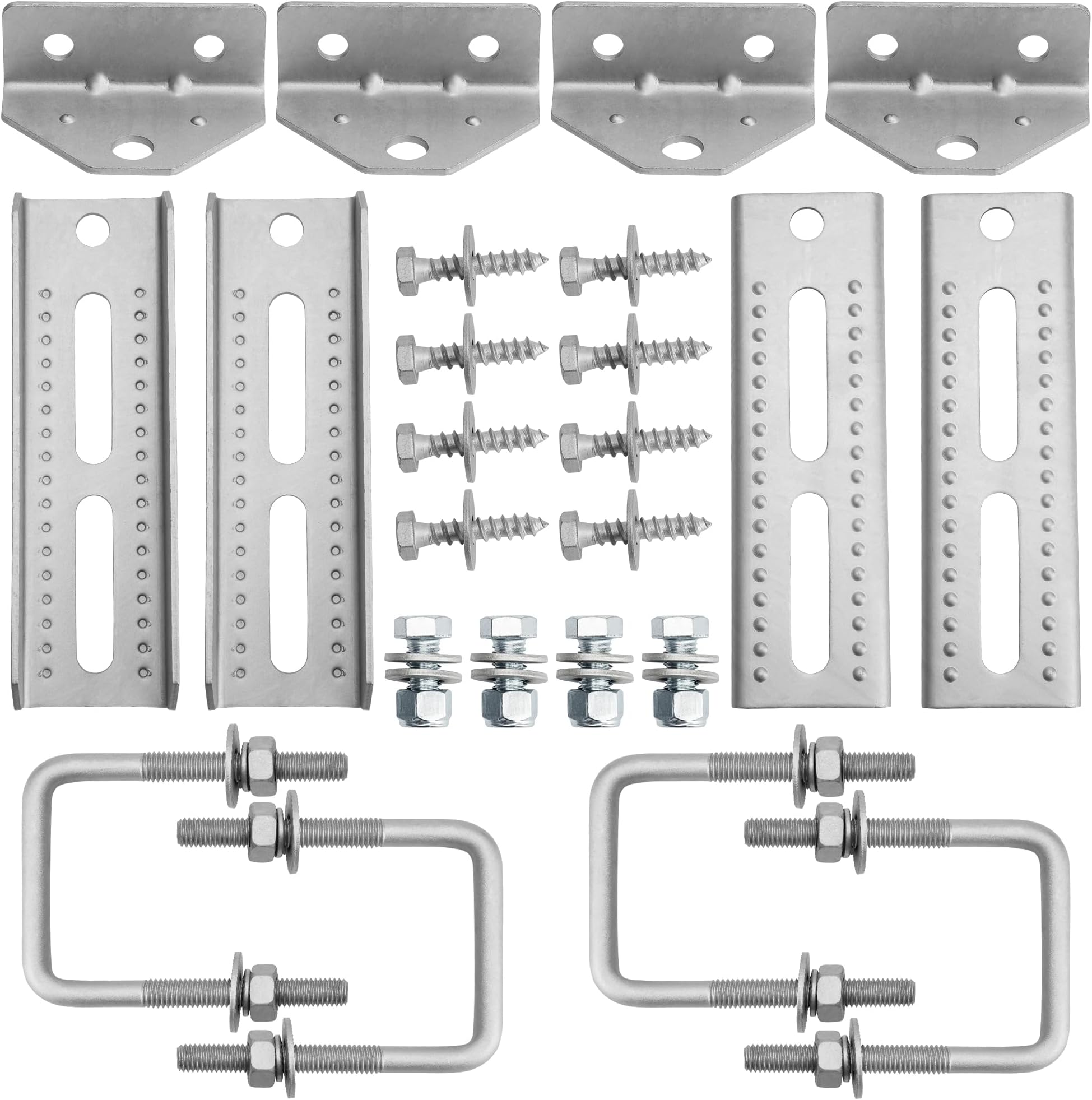 4 PCS 8" Boat Trailer Bunk Brackets, Galvanized Swivel Top, Heavy Duty, for 1.5" x 3", 2" x 3", 3" x 3" Boat Trailer Crossmember
