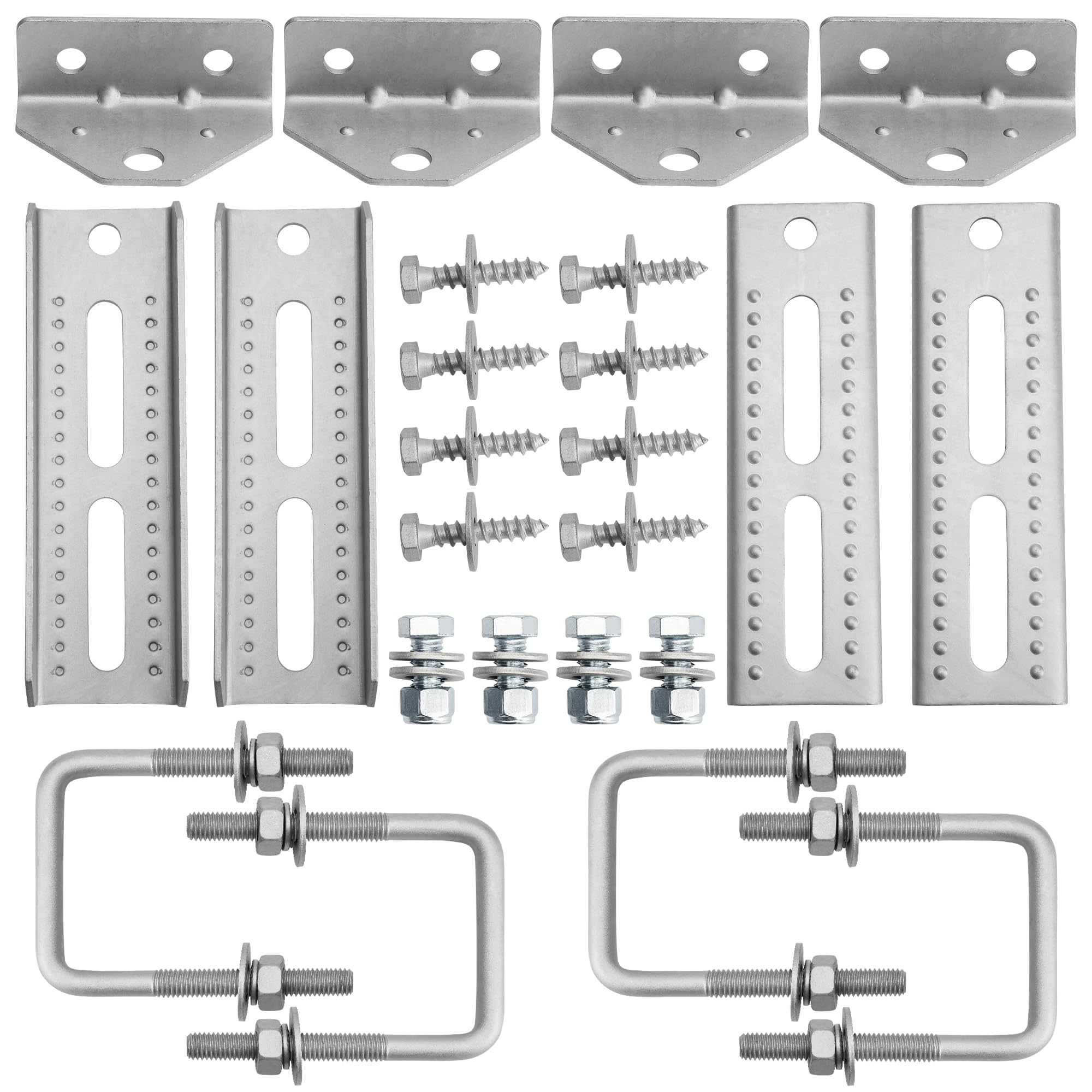 4 PCS 8" Boat Trailer Bunk Brackets, Galvanized Swivel Top, Heavy Duty, for 1.5" x 3", 2" x 3", 3" x 3" Boat Trailer Crossmember