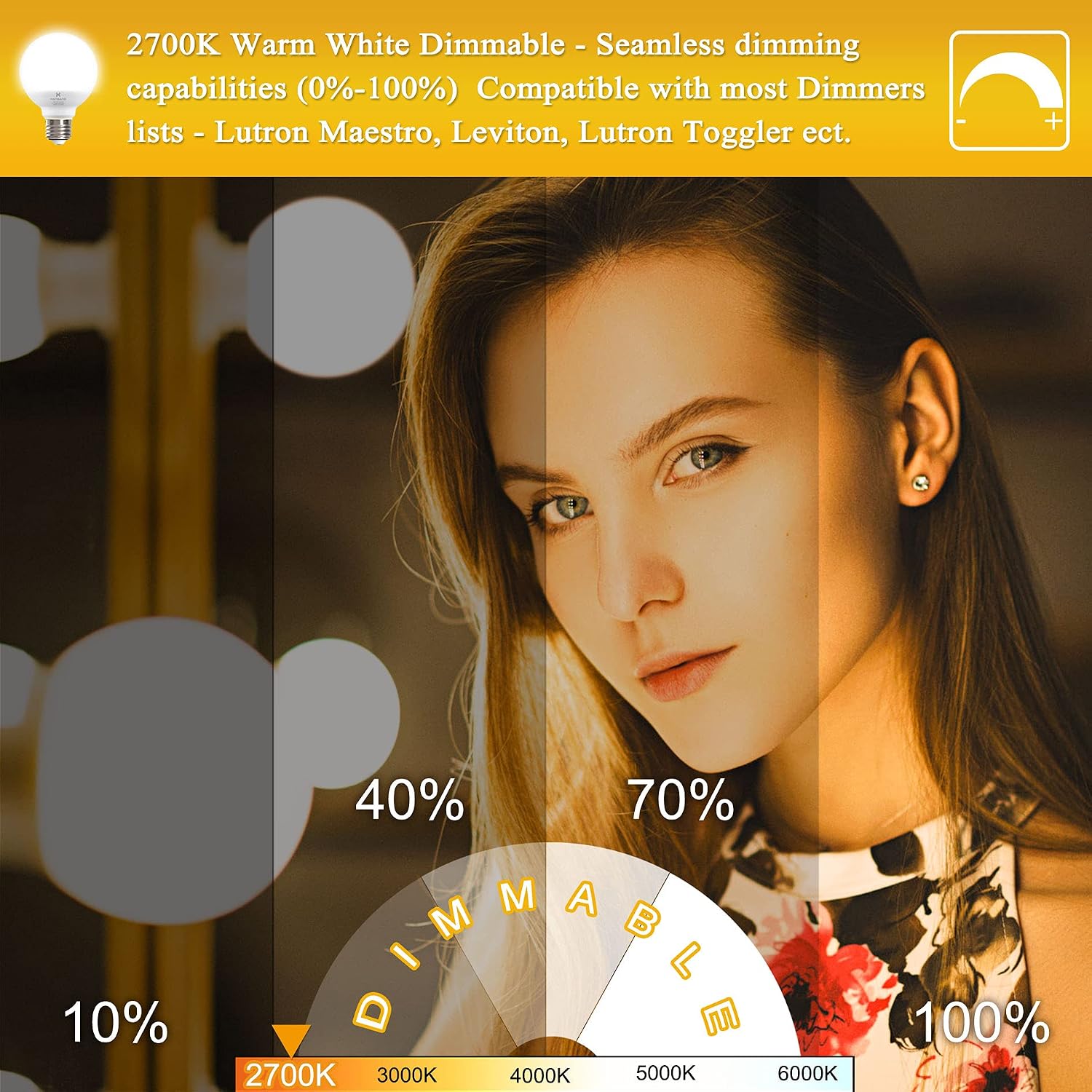 hansang LED G25 Globe Light Bulbs Dimmable 2700K Soft Warm White, 60W Equivalent Vanity Round Light Bulb with E26 Medium Base, Bathroom Light Bulb for Makeup Mirror Home Lighting, 500LM, 8 Pack