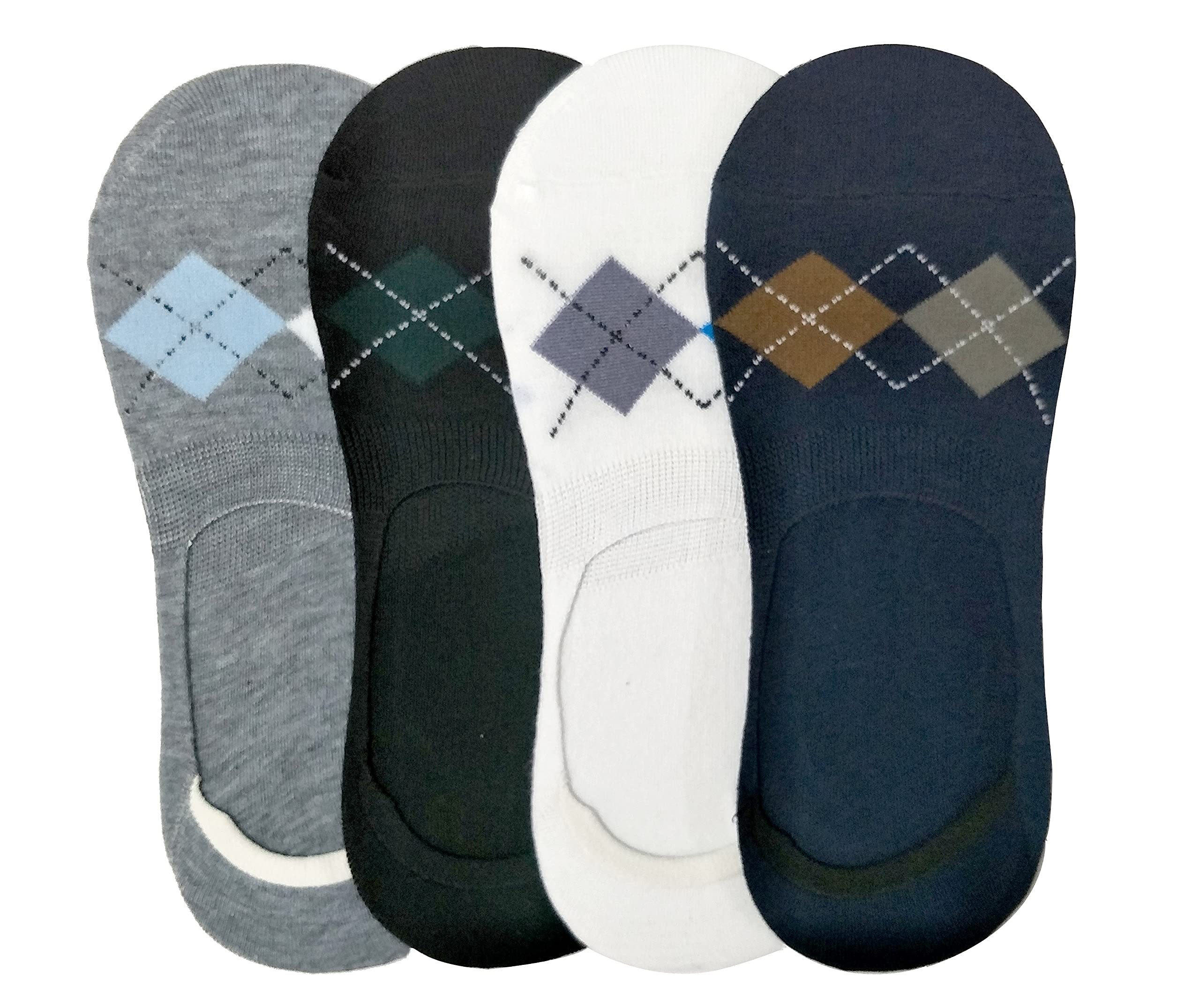 KV-Men's and Women's Cotton Invisibles Loafer Socks Combo with Anti-Slip Silicon (Pack of 4)