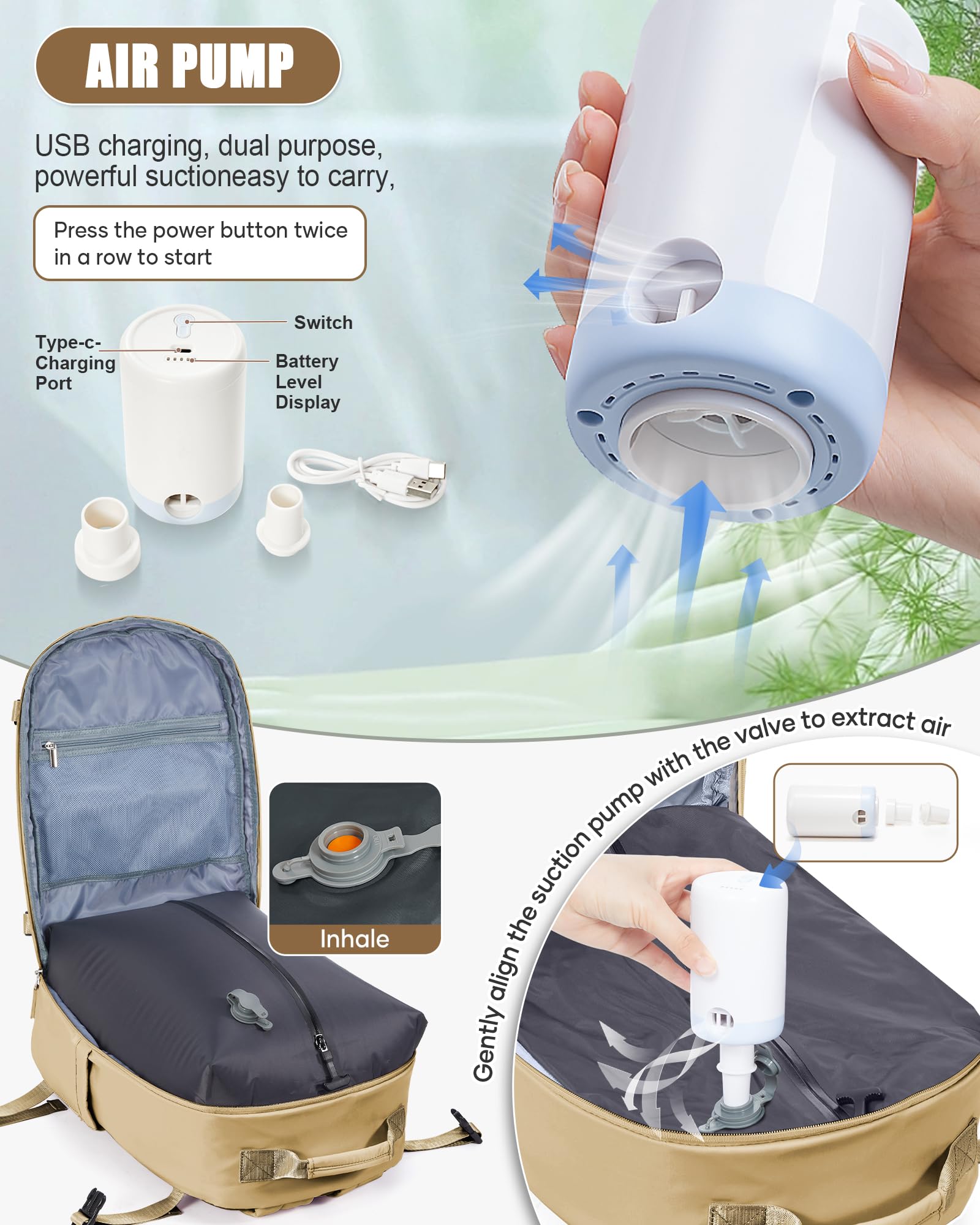 BJLFS Borse da Cabina per Ryanair 40×30×20 Zaino da Viaggio con Sottovuoto Bagaglio a Mano 40x20x25 Easyjet 45×36×20,Zaino Wizzair 40x30x20,Zaino Casual per laptop da 14 pollici per scuola