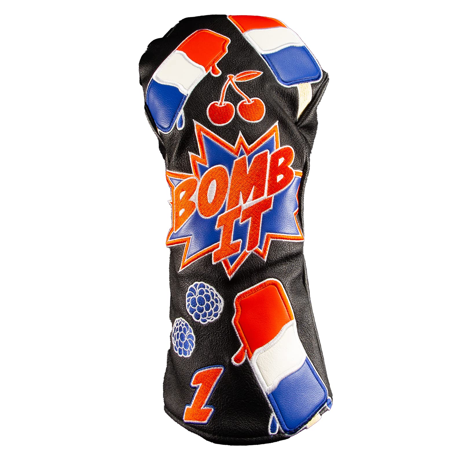 CMC Design Golf Club Head Cover - Bomb-it Golf Cover for Mallet, Driver, Fairway, Hybrid - Beautiful Design Elements & Soft Protective Lining – Great Fit for Driver & Golfer - Black, Red & Blue