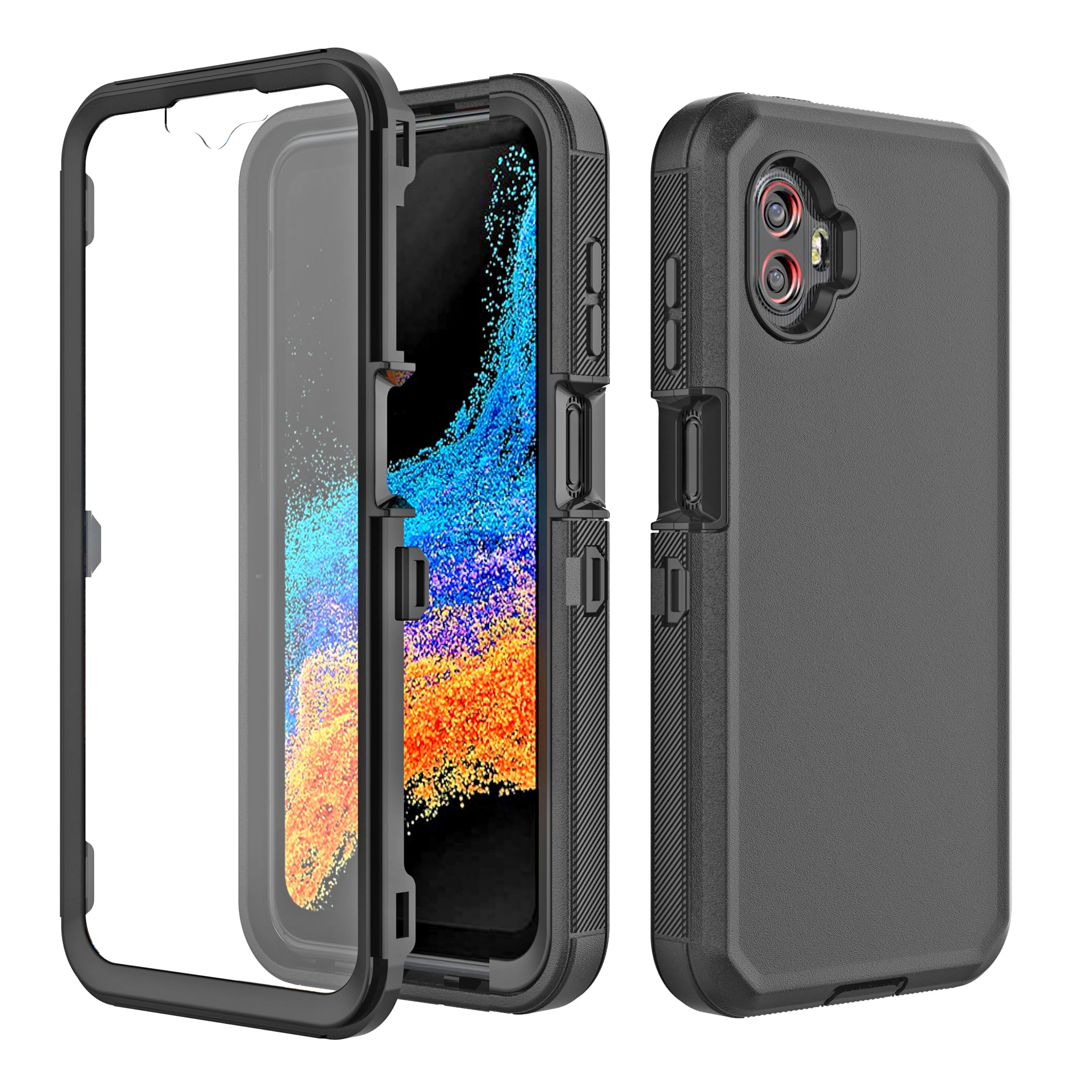 Wireless PROTECHCase compatible with Samsung Galaxy XCover6 Pro (SM-G736), Dual Layer TPU and PC Rugged Case with Built-in Screen Protector (Black)