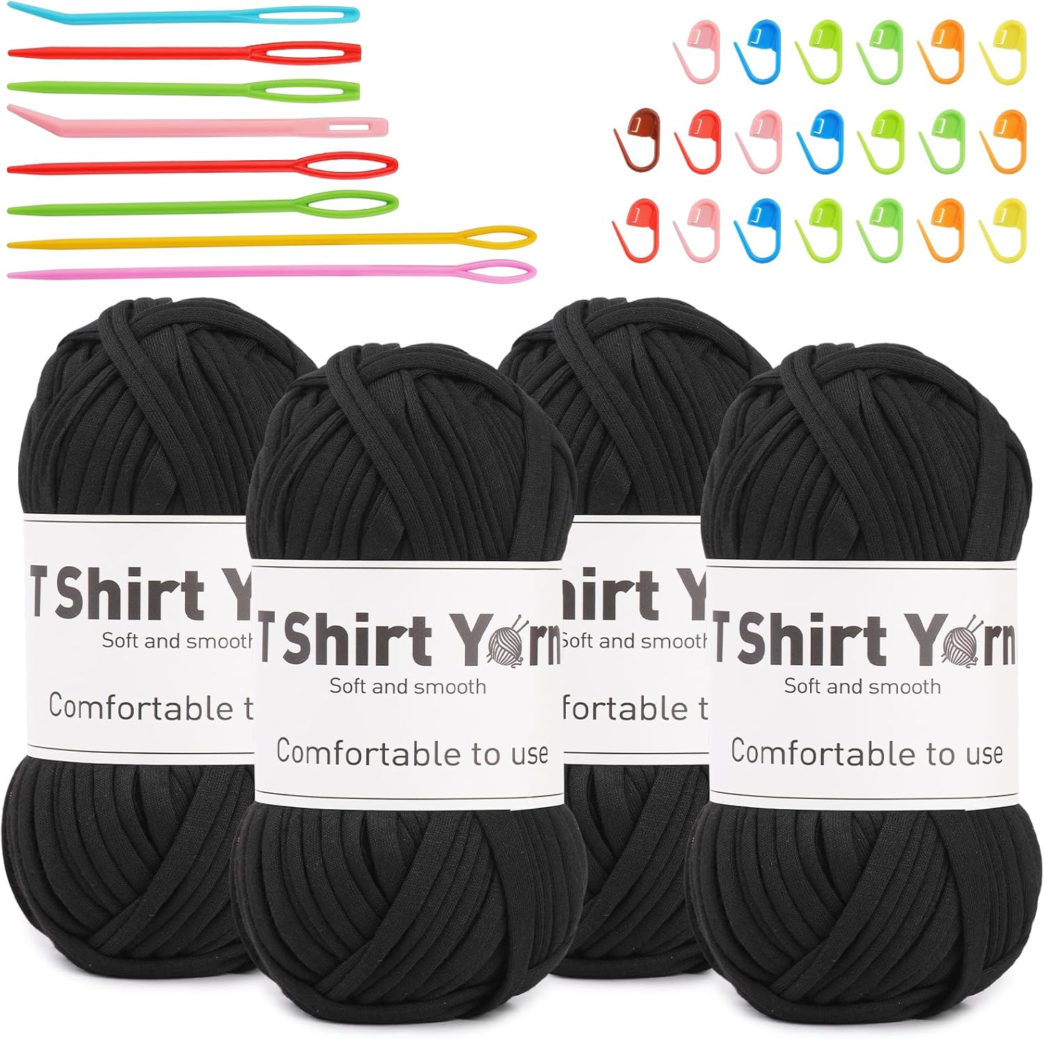 kdafio 4 Pack TShirt Yarn Set, 3.5Oz Flat Crochet Yarn