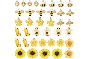 PH PandaHall Bee Flower Charms for Jewelry Making