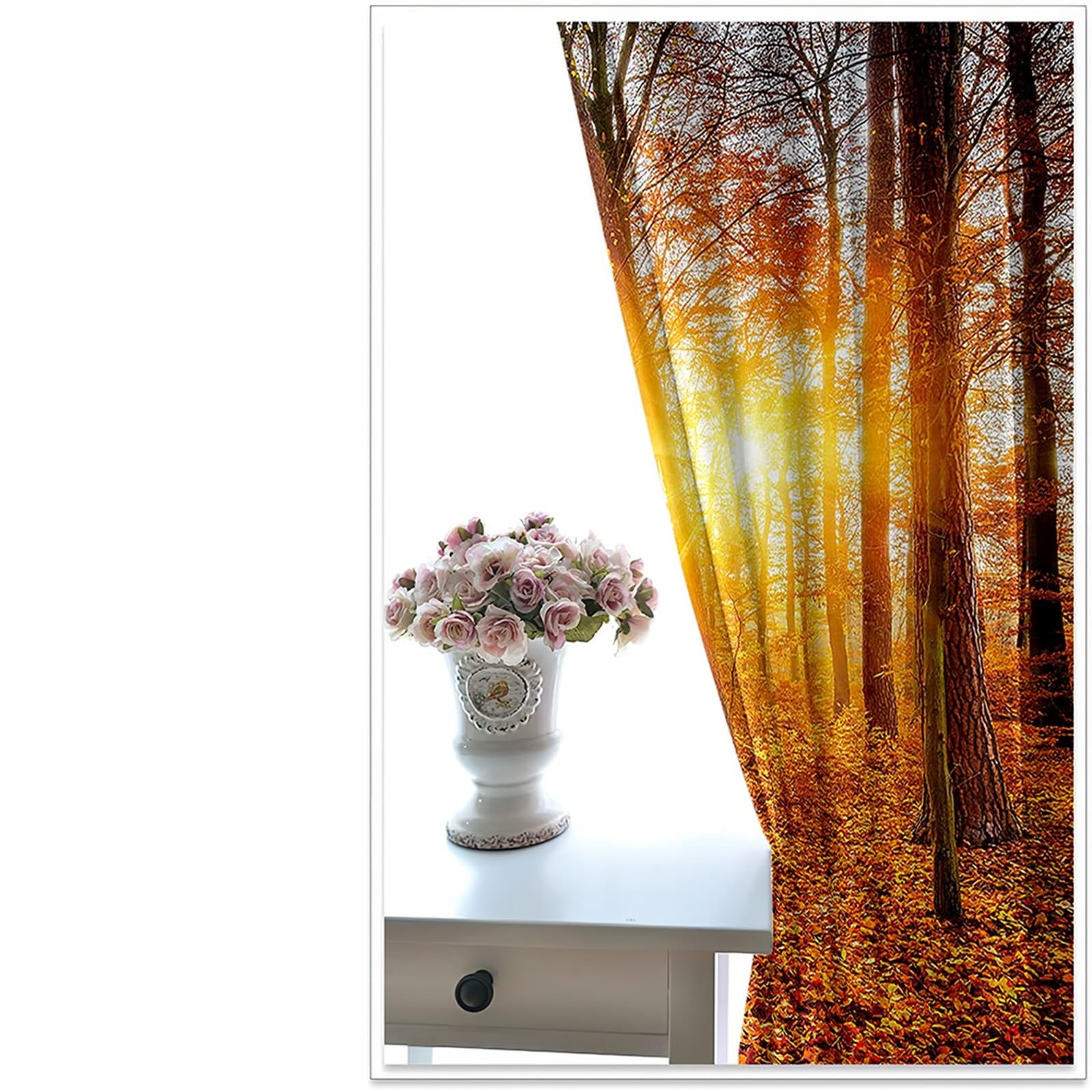 Gualiy Rideau Salon Occultant, Rideaux Isolant Fenetre Paysage de Coucher de Soleil Forêt Naturele Rideau Lot de 2 107x214cm