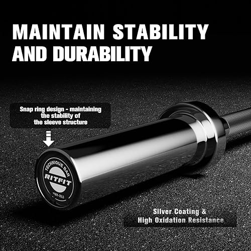 Miniatura 5 de RitFit Juego de pesas de barra  Barra olímpica de 46 pies con discos de peso (55-275 libras en total)  Equipo de levantamiento de pesas para