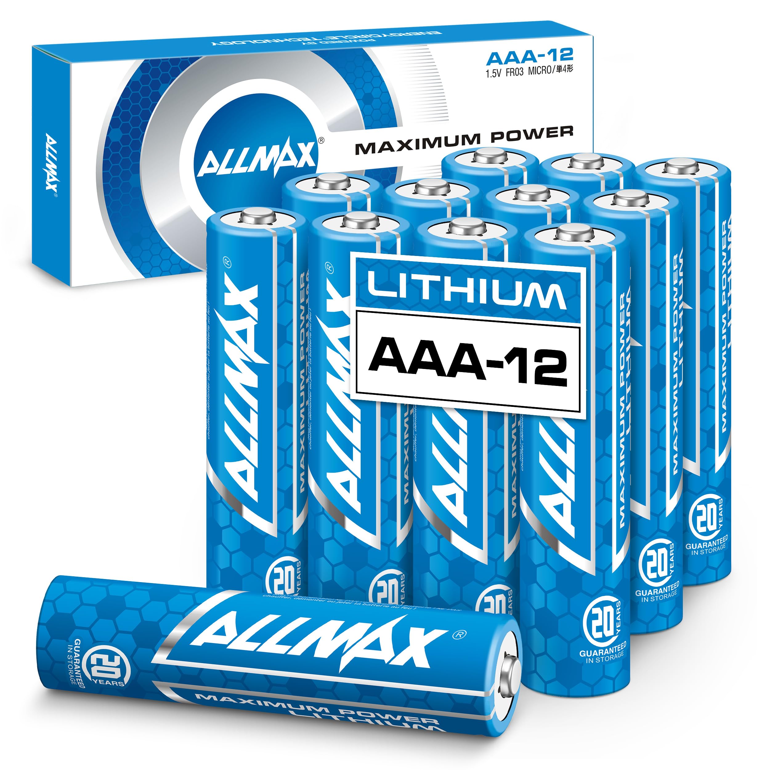 AAA Maximum Power Lithium Batteries (12 Count) – Longest Lasting, Leakproof, 20-Year Shelf Life, Ultimate Performance (1.5V)