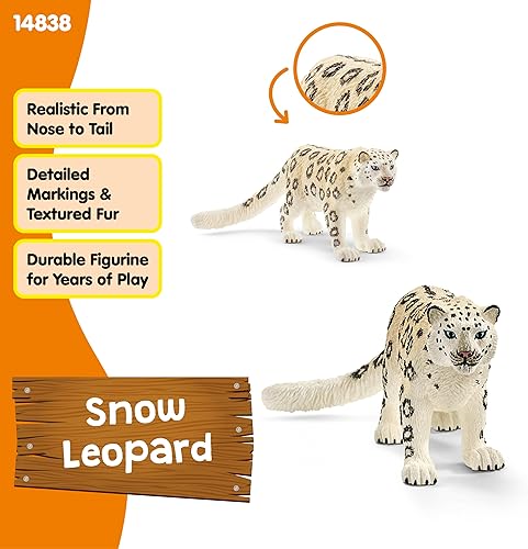 Miniatura 3 de Schleich Wild Life - Figura realista de leopardo de nieve merodeando, intrincadamente pintada y altamente detallada, duradera para la educación y el