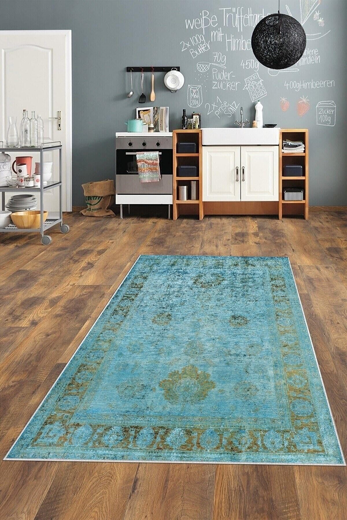 On The Clouds Kilim Desenli Etnik Dijital Baskı Yıkanabilir Kaymaz Taban Eskitme Salon Halı ve Yolluk BFOETN10, 180 x 280