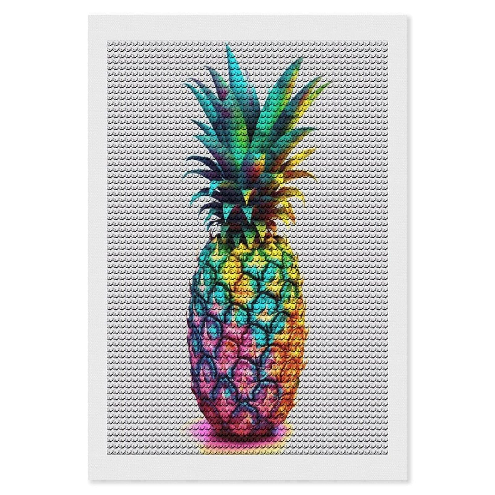 MUSM Colored Pineapple Diamond Painting Kits for Adults DIY Round Paint with Diamonds Pictures Personalized Diamond Photo Art Full Drill for Beginners Wall Decor Gifts