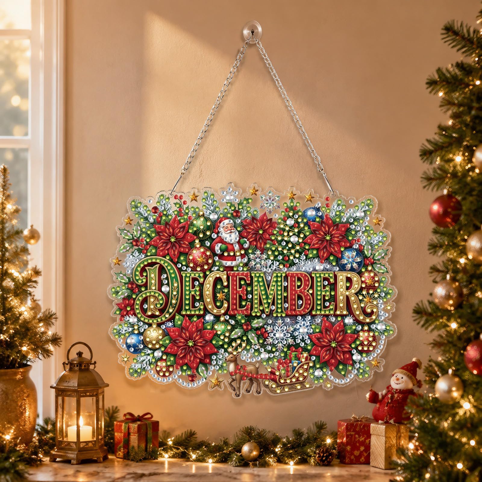 CustmArti DIY Diamond Art Malen nach Zahlen Set 12 Monate Motive Wanddekoration Anhänger aus PET Material Unregelmäßige Form Kristall Diamanten Painting Home Decor-12 months
