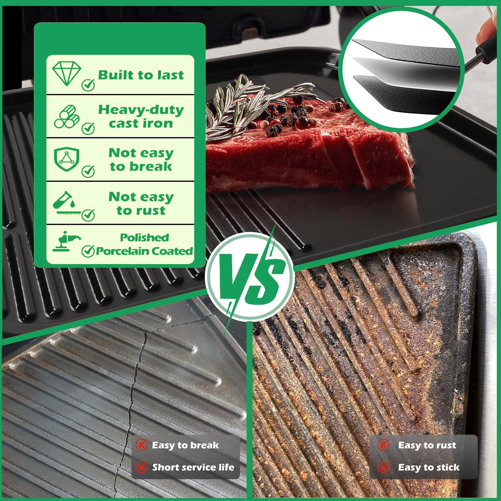 WELL GRILL Griglia e piastra piatta per Ninja Woodfire XL OG850/OG901 accessori, antiaderente BBQ Combo piatto e piastra piastra per Ninja XSKOGXLGGCMEU